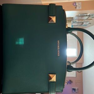 Michael Kors Holiday edition Green with gold medium handbag